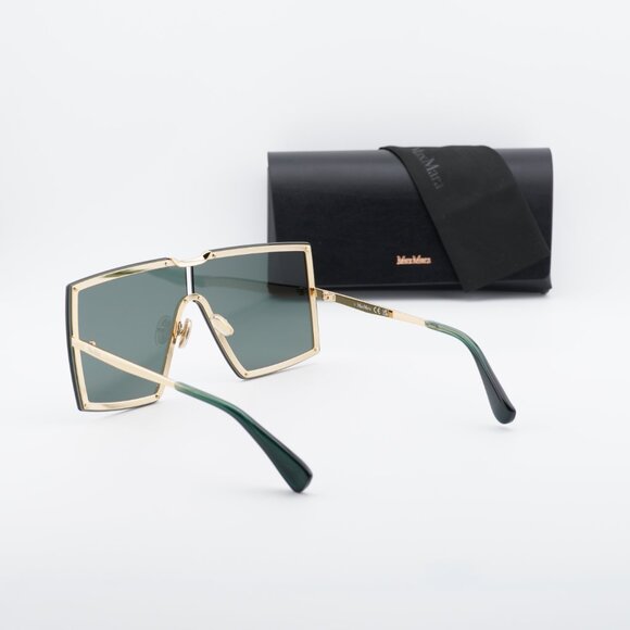Max Mara MILLER MM0117 30N Sunglasses Gold Shield Frame, Green Lenses main image 11